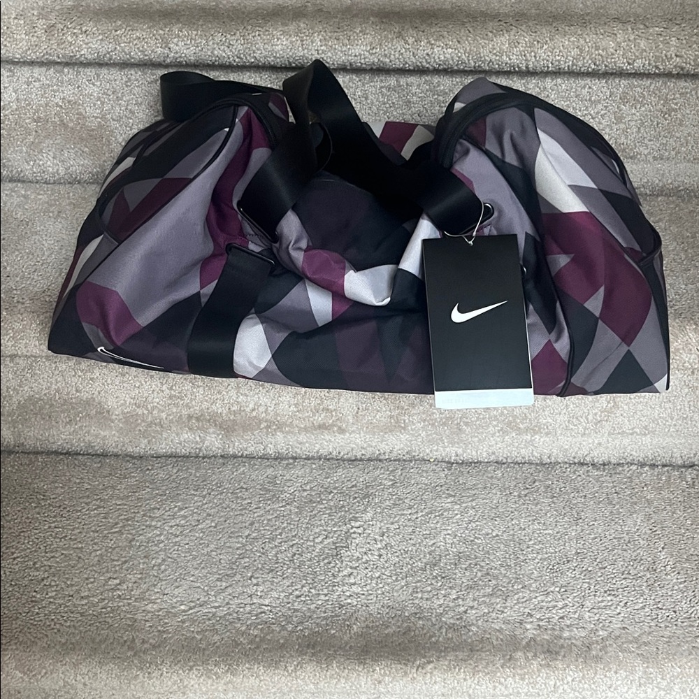 Nike Purple and Black Patterned Duffel Bag